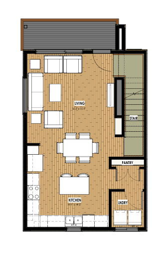 Floor plan for 3 beds, 2.5 baths, 1654 sqft
